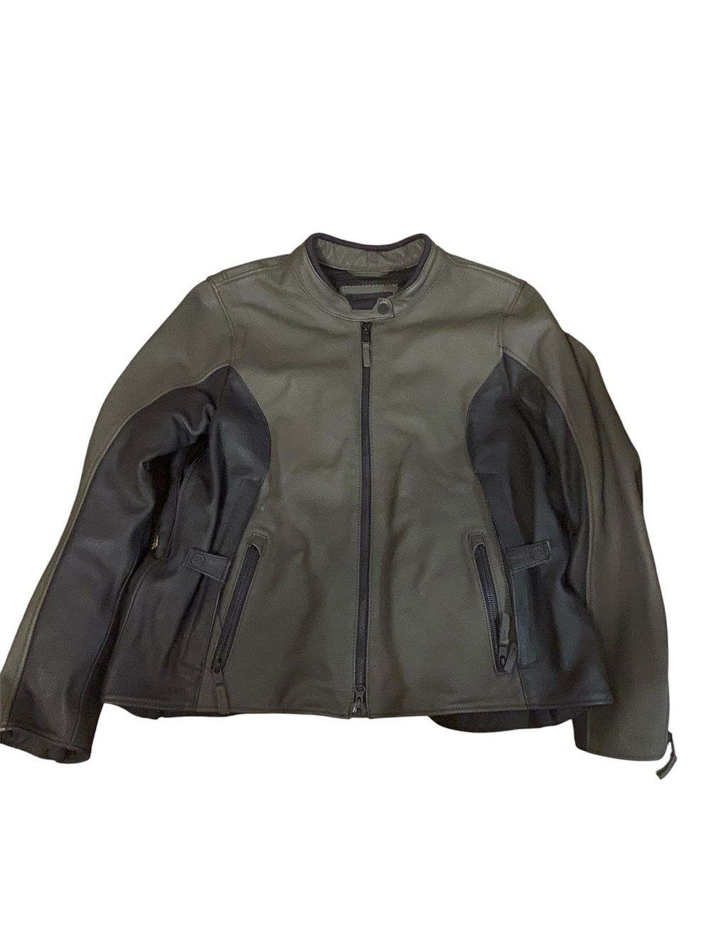 Harley-Davidson Black Leather Moto Jacket with Dark Contrast Panels